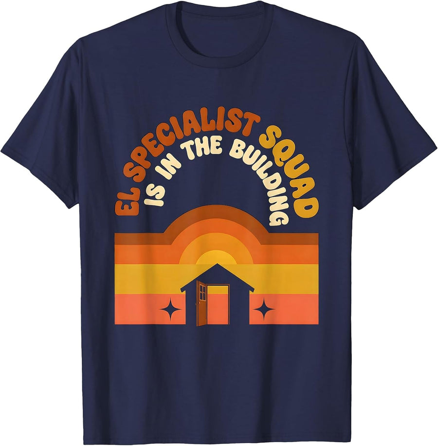 EL Specialist Squad Is In The Building Retro 70s School T-Shirt - Navy Blue