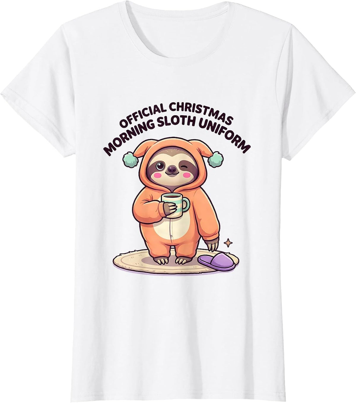Official Christmas Morning Sloth Uniform Cute Kawaii T-Shirt - White