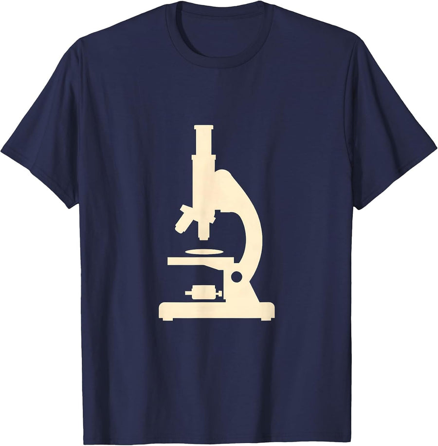 Science Teacher Glowing Microscope Illustration T-Shirt - Navy Blue