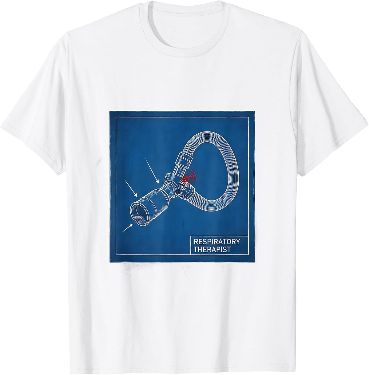 Men's Respiratory Therapist Technical Blueprint RT Profession T-Shirt - White