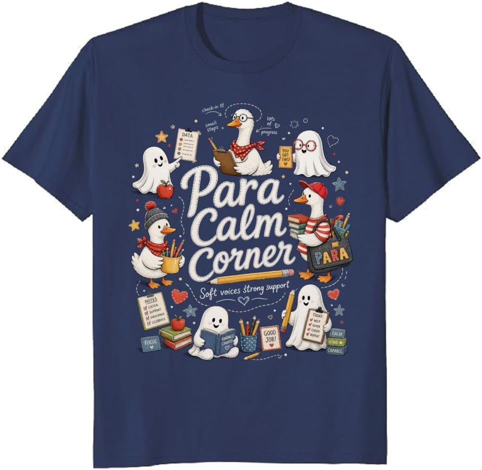 School Paraprofessional T-Shirt Goose Doodle Halloween Tee - S3