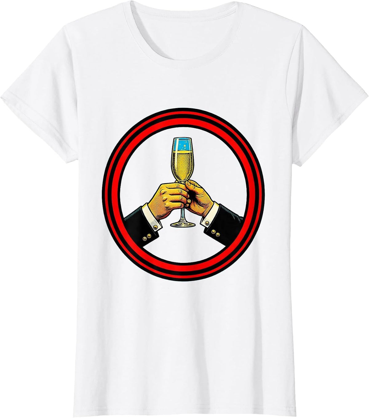 Tuxedo Champagne Flute Celebration Graphic T-Shirt - White