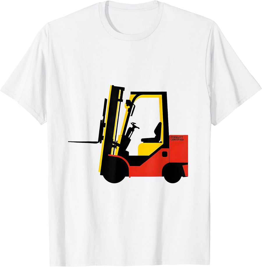 Men's Forklift Certified Bauhaus Modernist Construction Worker Gag T-Shirt - White