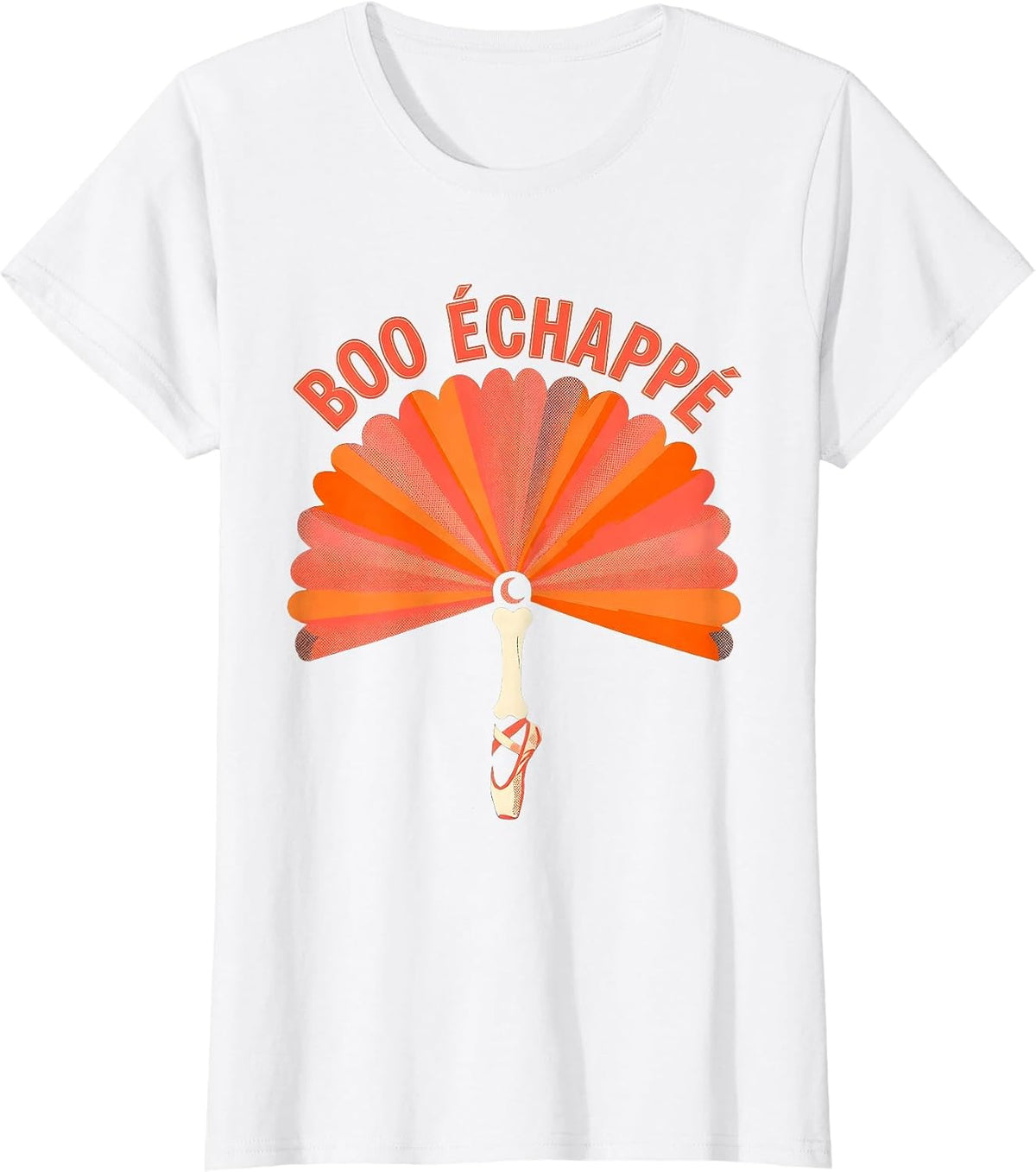 Boo Échappé Risograph Skeleton Ballerina Halloween Costume T-Shirt - White