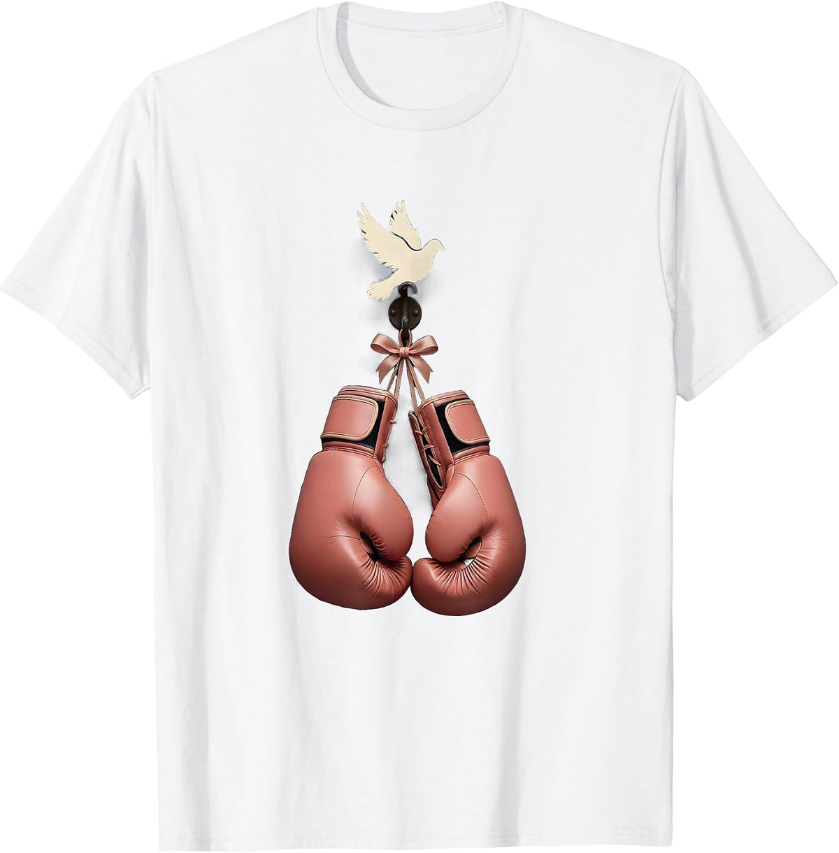 Pink Boxing Gloves Breast Cancer Awareness Design T-Shirt - White