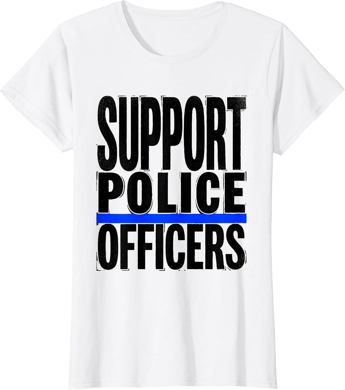 Support Police Officers Thin Blue Line Law Enforcement T-Shirt - White