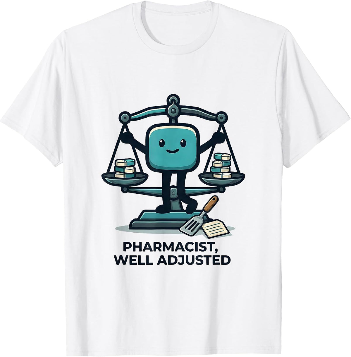 Men's Pharmacist, Well Adjusted Funny Pharmacy Technician Crew T-Shirt - White