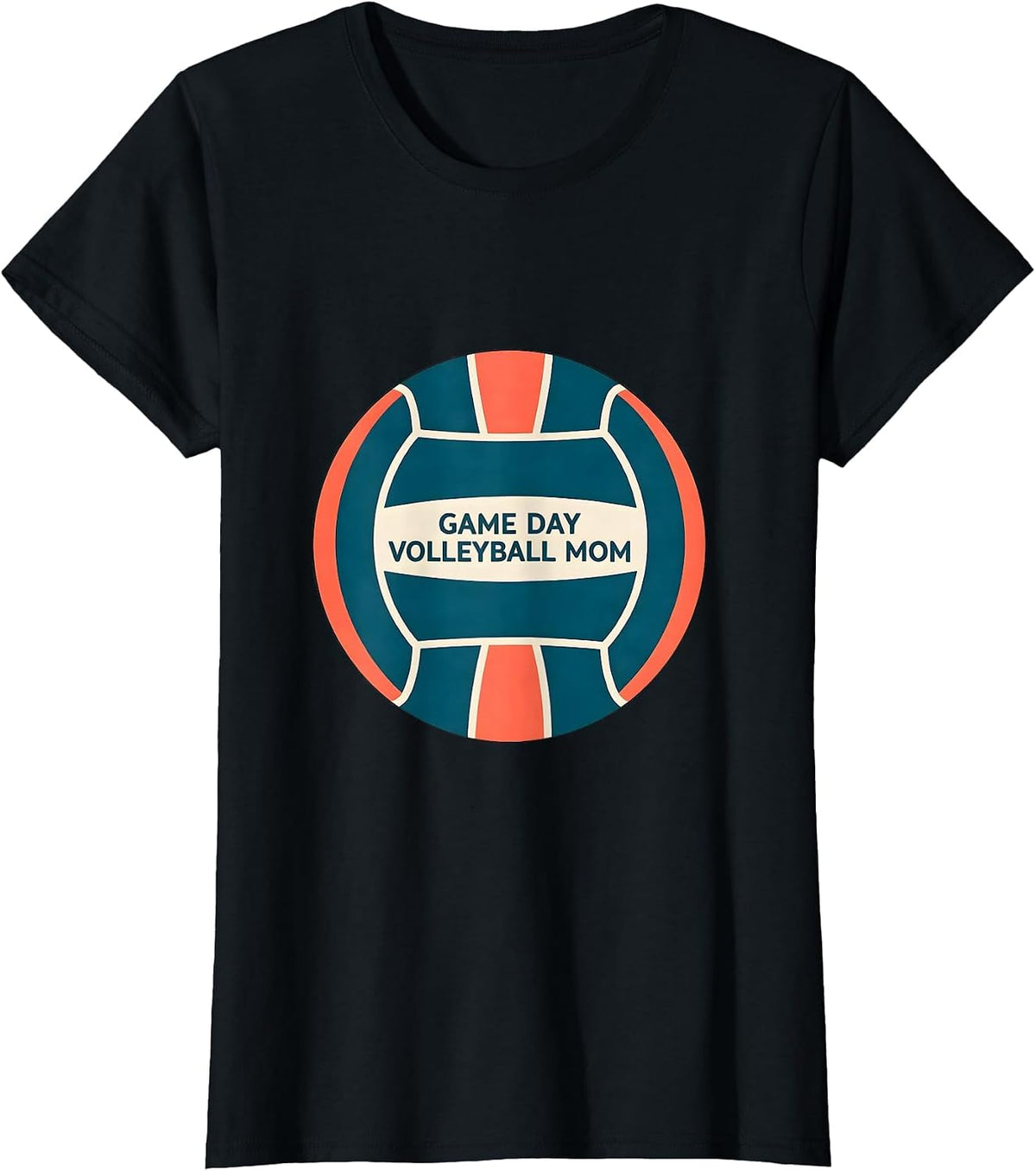 Game Day Volleyball Mom Disrupted Stripe Graphic Team Colors T-Shirt - Black