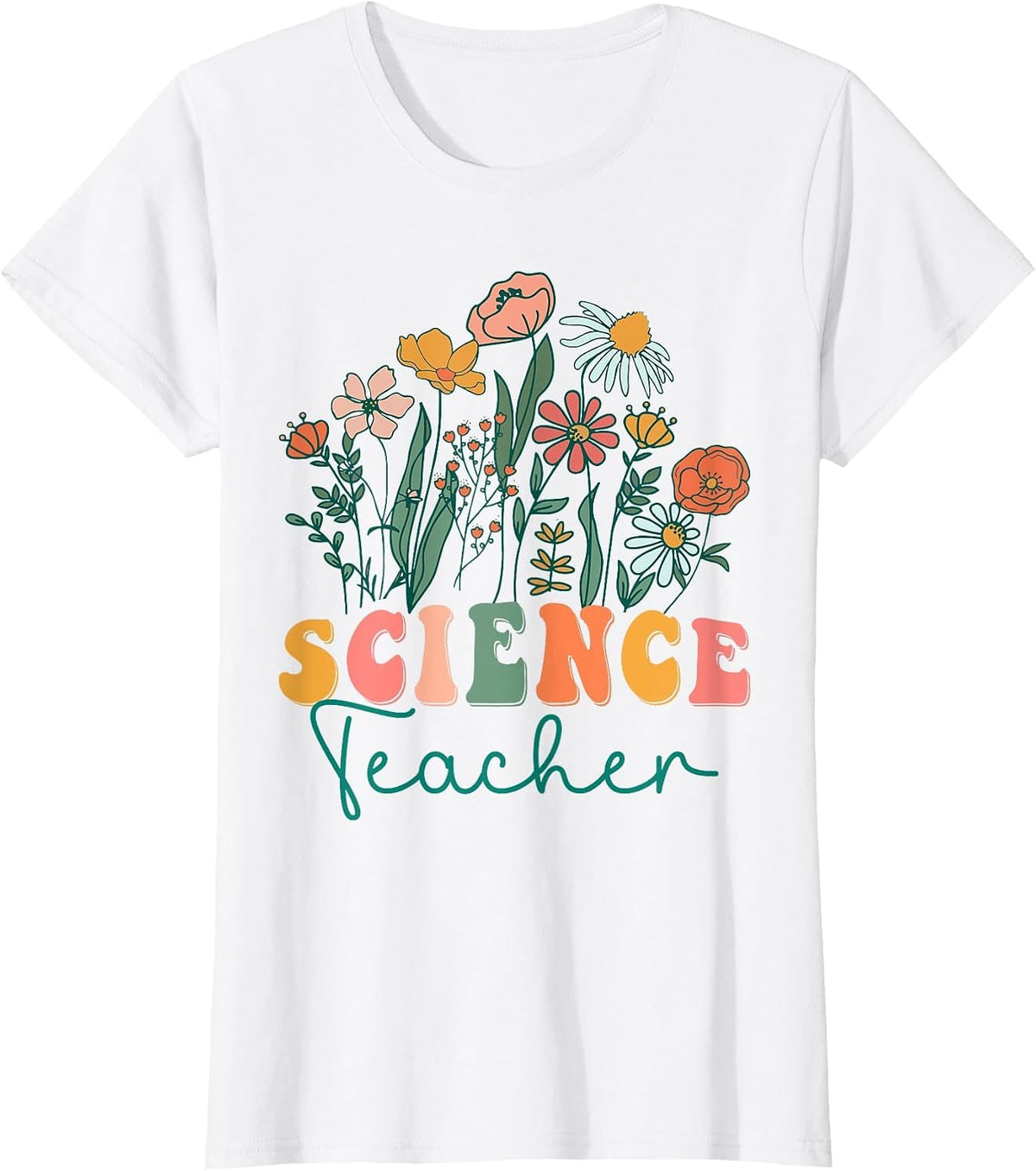 Groovy Wildflower Science Teacher Tees T-Shirt - White