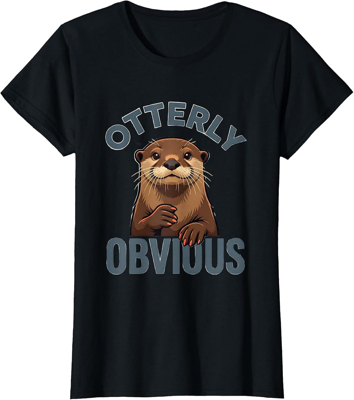 Otterly Obvious Funny Otter Lover Gift For Kids Teens T-Shirt - Black