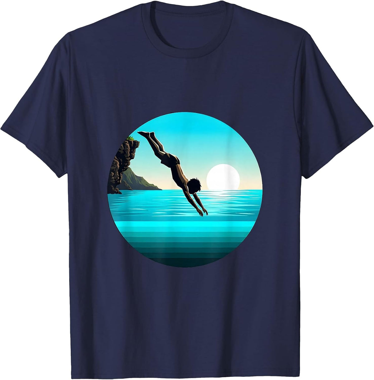 Hawaiian Kid Diving Into Turquoise Lagoon T-Shirt - Navy Blue