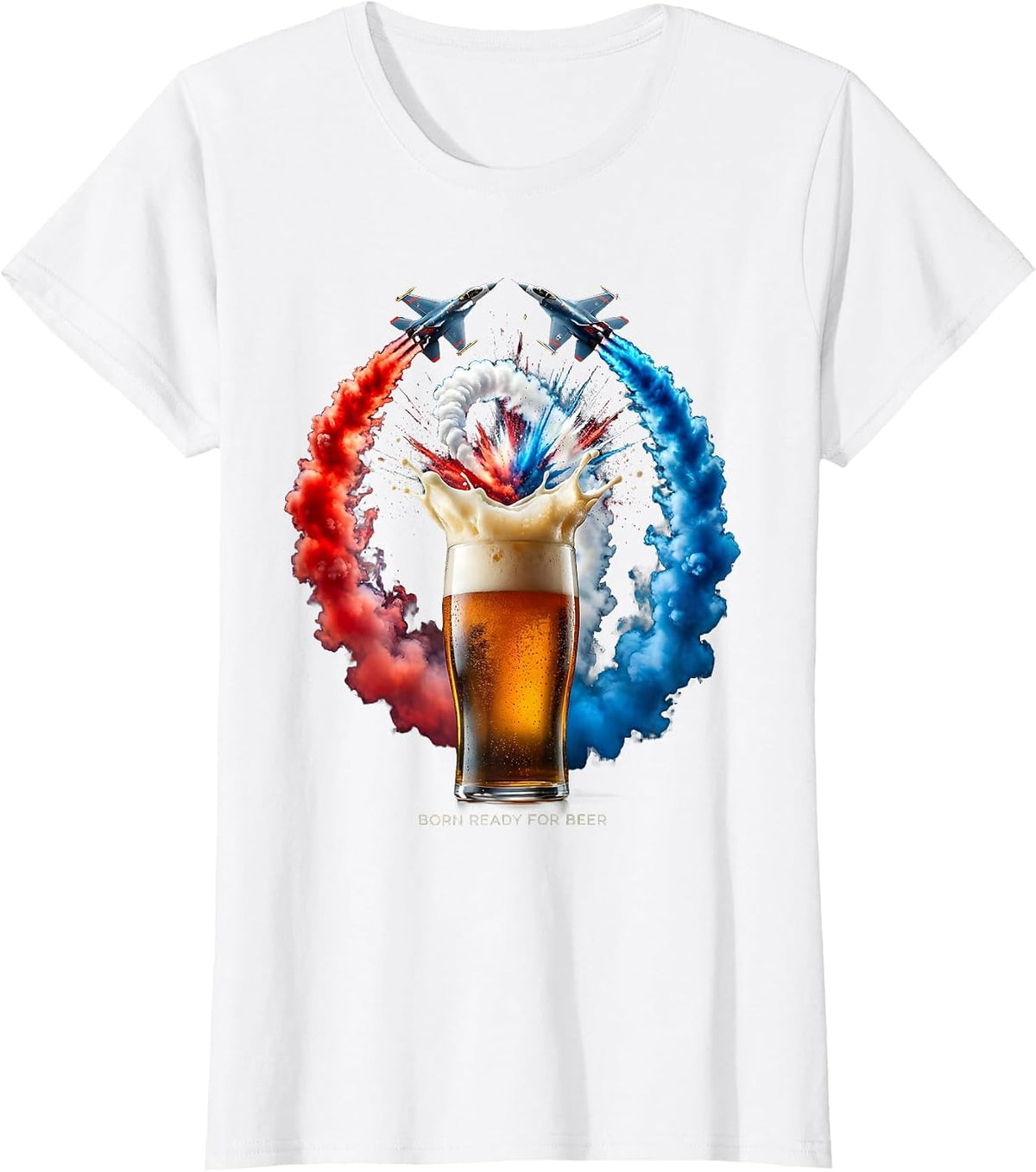 Women's Born Ready For Beer Funny Drinking Design T-Shirt - White