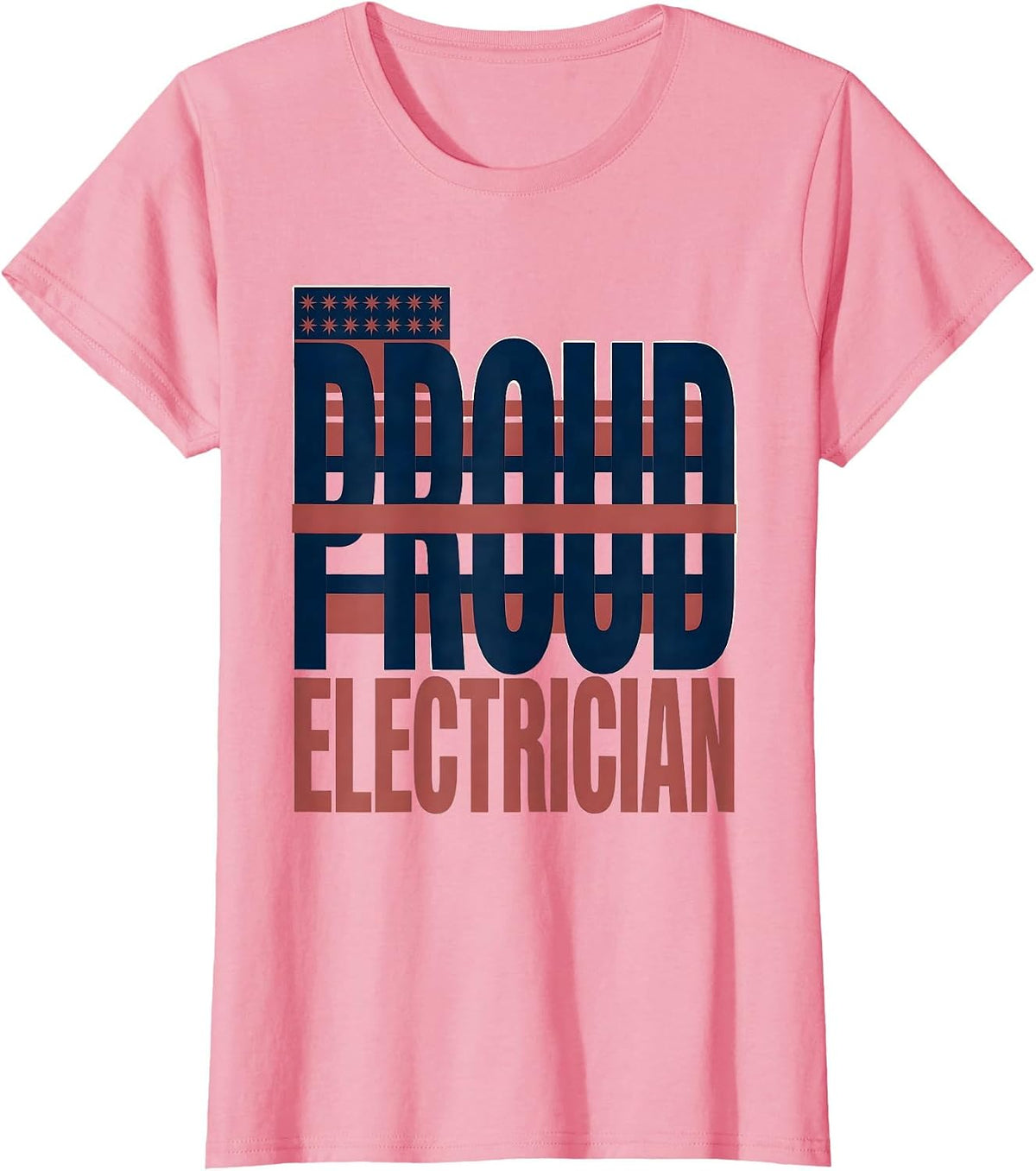Women's Proud Electrician Patriotic Electrician American Flag Labor T-Shirt - Pink