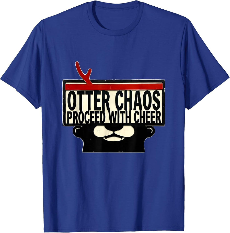 Otter Chaos Proceed With Cheer Funny Otter Lover Christmas T-Shirt - Royal Blue
