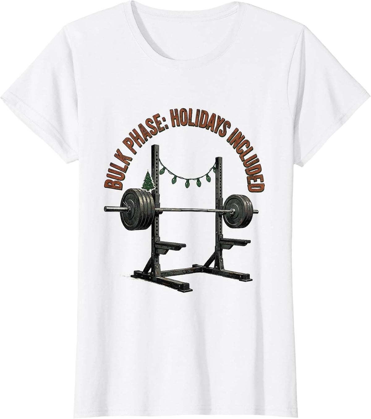Bulk Phase: Holidays Included Vintage Weightlifting T-Shirt - White