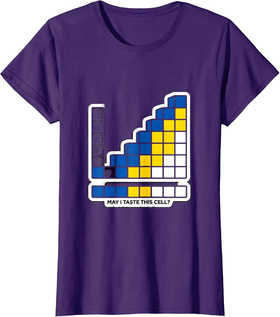 Women's May I Taste This Cell Funny Periodic Table Chemistry Teacher T-Shirt - Purple