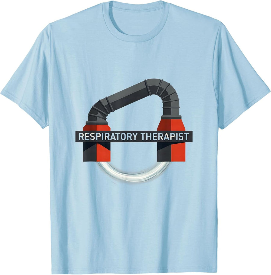 Men's Respiratory Therapist Editorial Conceptual RT Profession T-Shirt - Baby Blue
