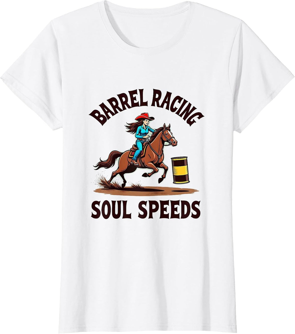 Barrel Racing Soul Speeds Rodeo Design T-Shirt - White