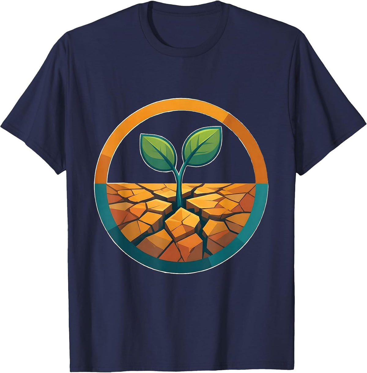 Resilient Sprout Kindness Botanical Illustration T-Shirt - Navy Blue