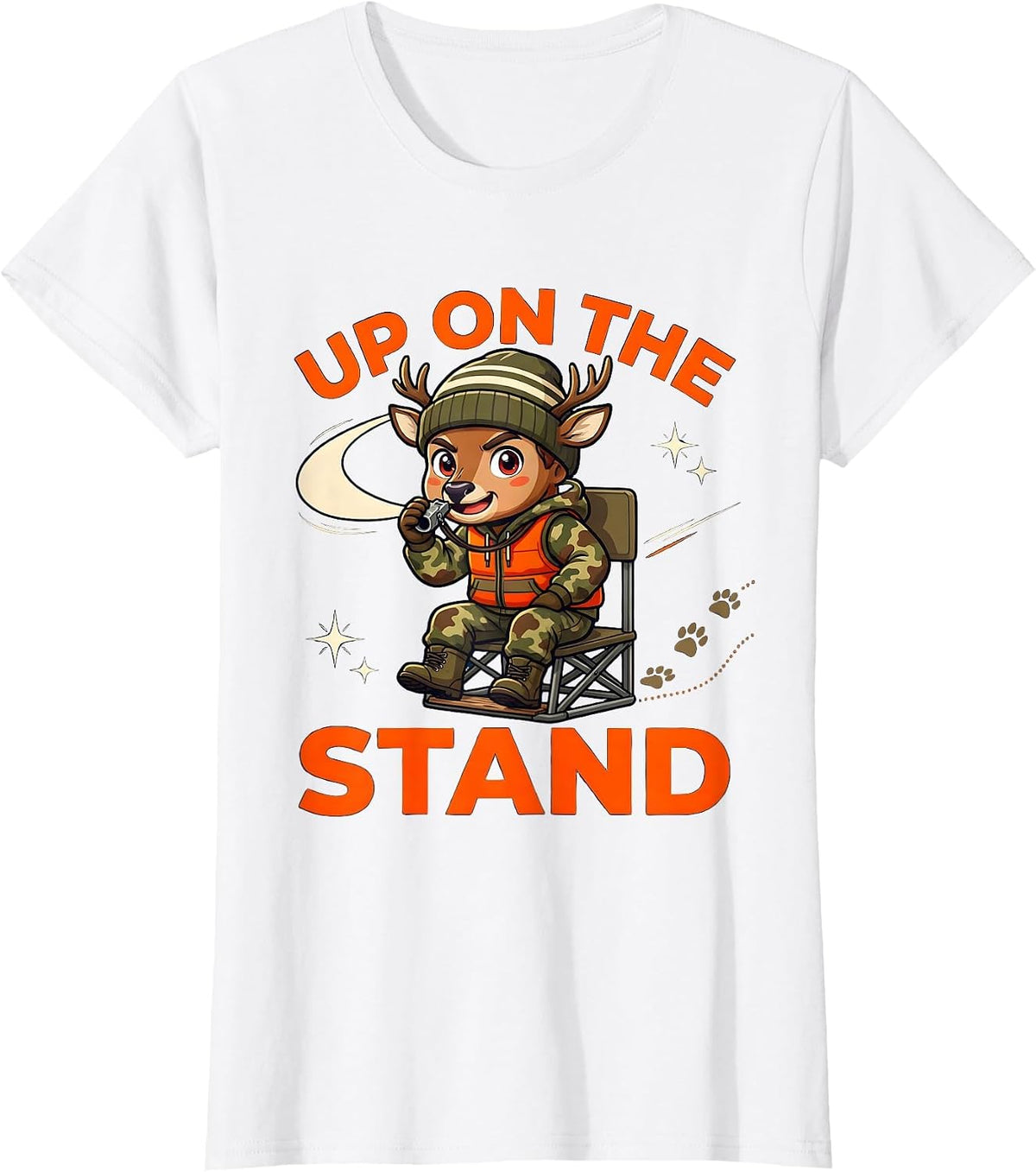 UP ON THE STAND Funny Whitetail Hunter Christmas T-Shirt - White