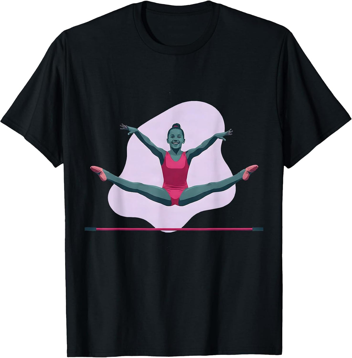 Men's Straddle Jump Gymnastics Silhouette Kids Athlete Gift T-Shirt - Black