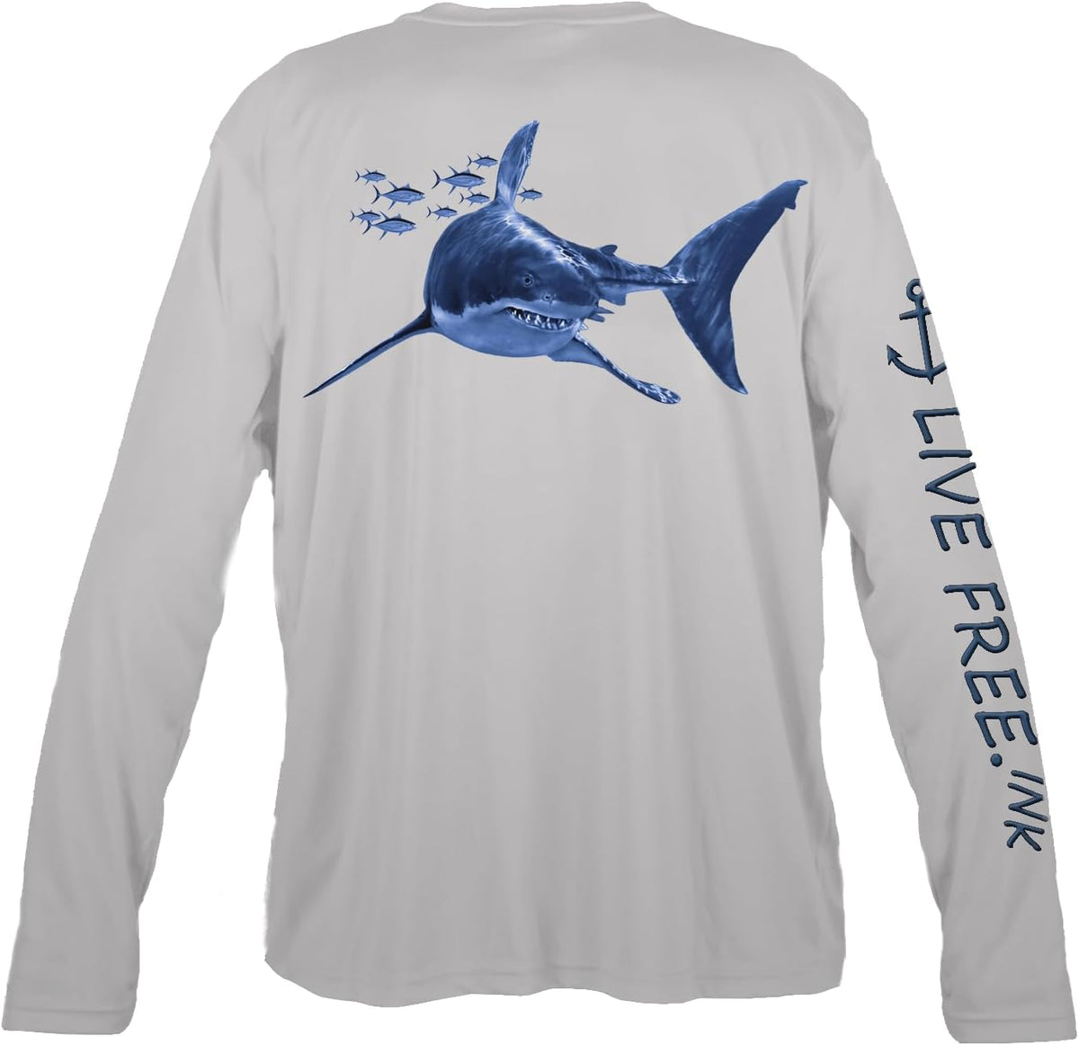 Shark Great White Men's Solar Performance Long Sleeve - Light Grey