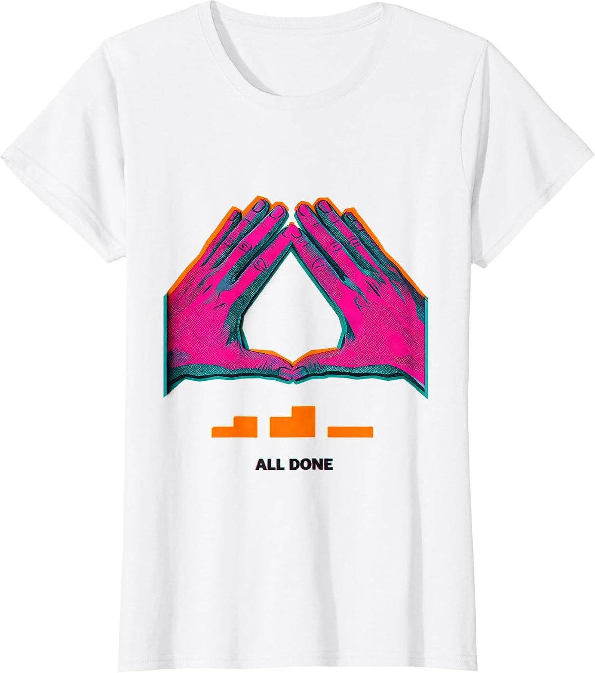 All Done Risograph ASL Sign Language Teacher Classroom Humor T-Shirt - White