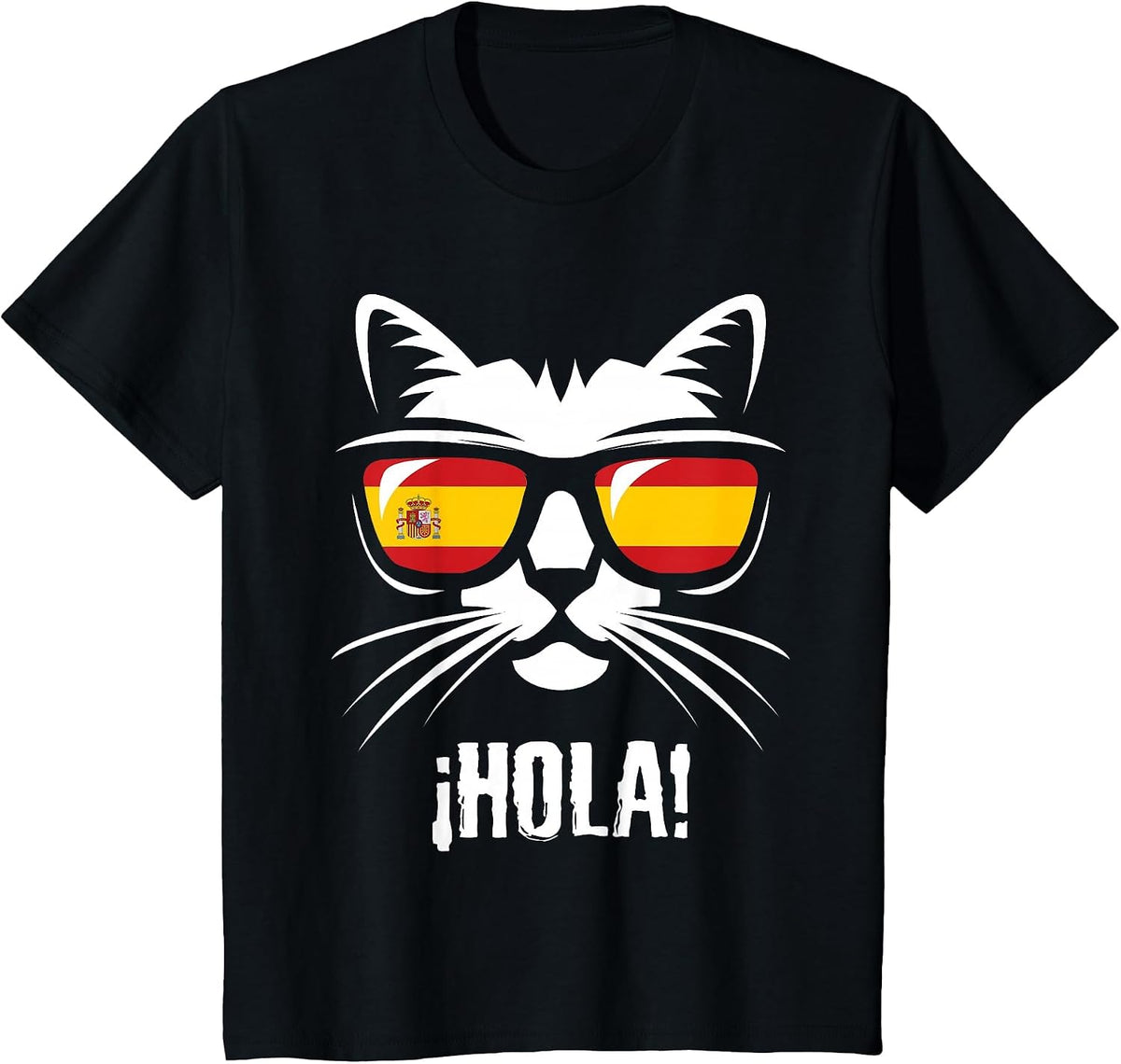 Funny Cat Spanish Flag T-Shirt - Black