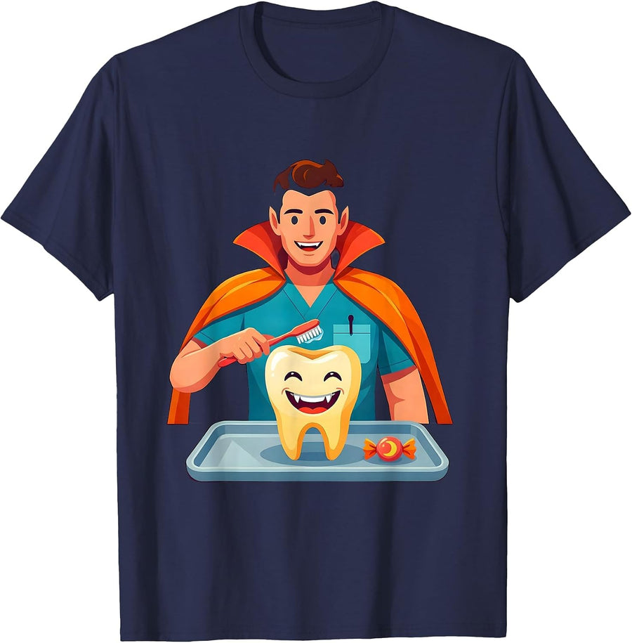Dental Hygienist Halloween Costume Dental Humor T-Shirt - Navy Blue