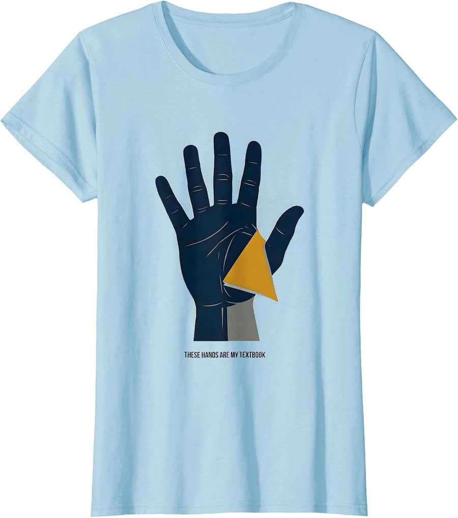 Women's These Hands Are My Textbook Funny ASL Sign Language Teacher T-Shirt - Baby Blue