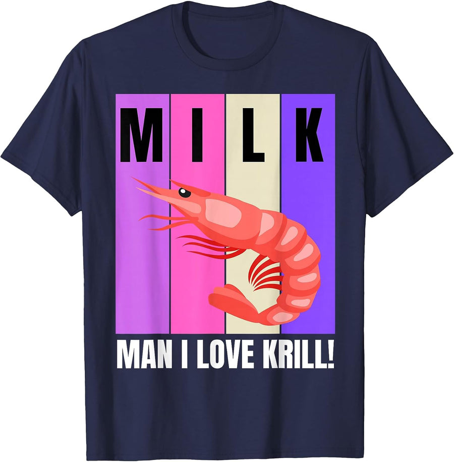 I Love Krill! Seaside Joke Fishing Pun Funny Krill T-Shirt - Navy Blue