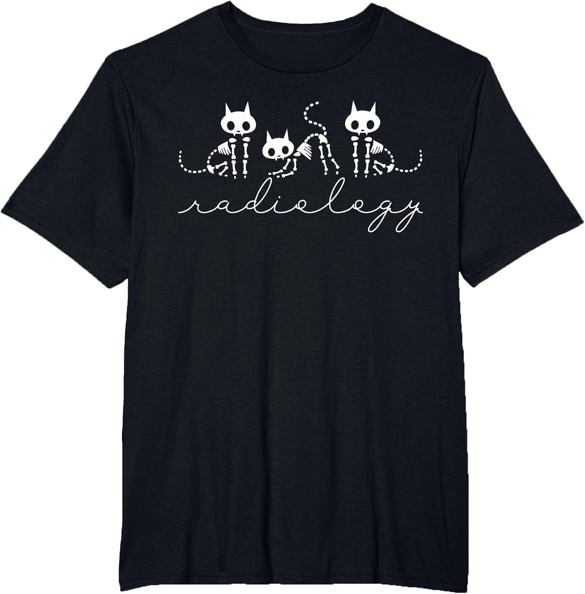 Xray Tech Halloween Cat Skeleton Radiology Rad Tech Student T-Shirt - Black