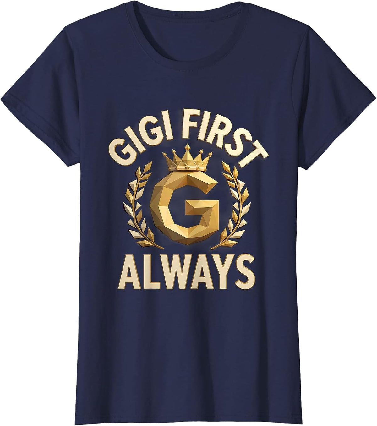 Women's Gigi First Always Grandma Pride Design T-Shirt - Navy Blue