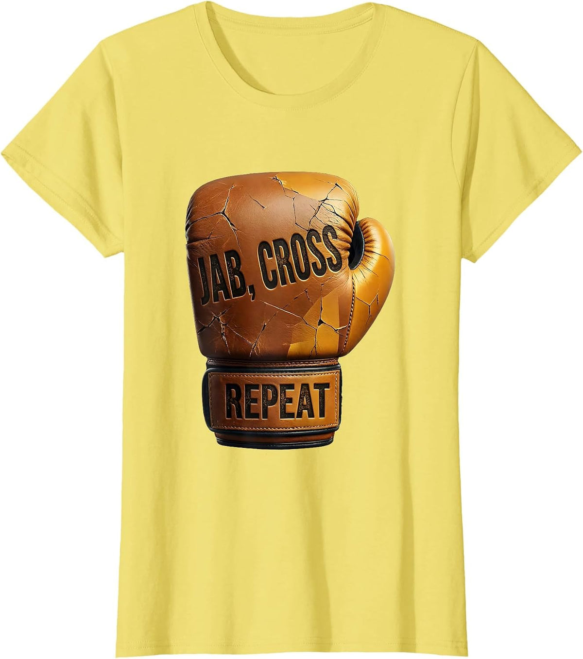 Jab Cross Repeat Boxing Gym Training Design T-Shirt - Lemon Yellow