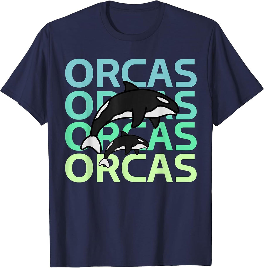 Graphic Team Orcas Protect Orca Whale sea T-Shirt - Navy Blue