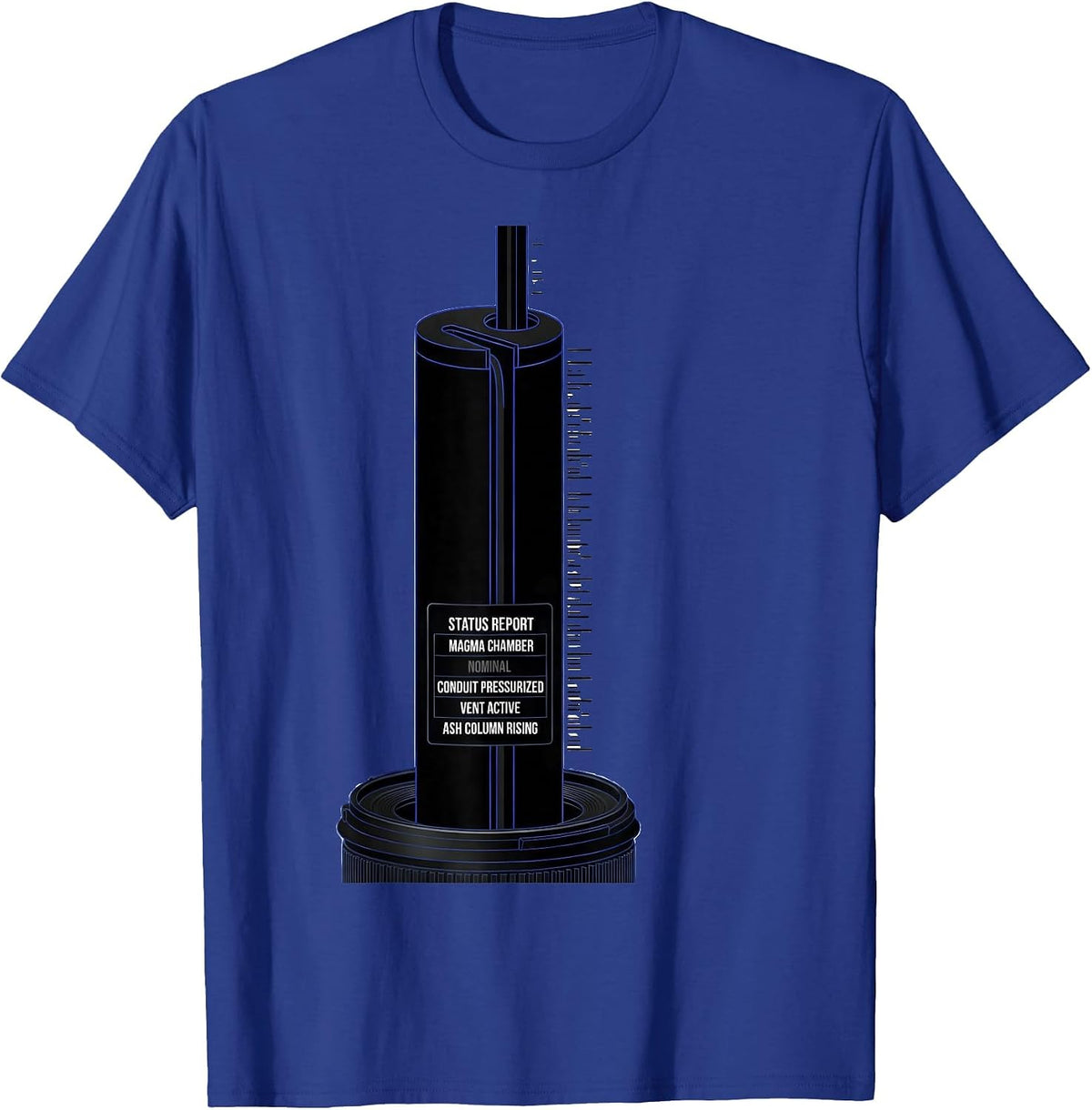 Men's Status Report Magma Chamber Volcano Anatomy Diagram T-Shirt - Royal Blue