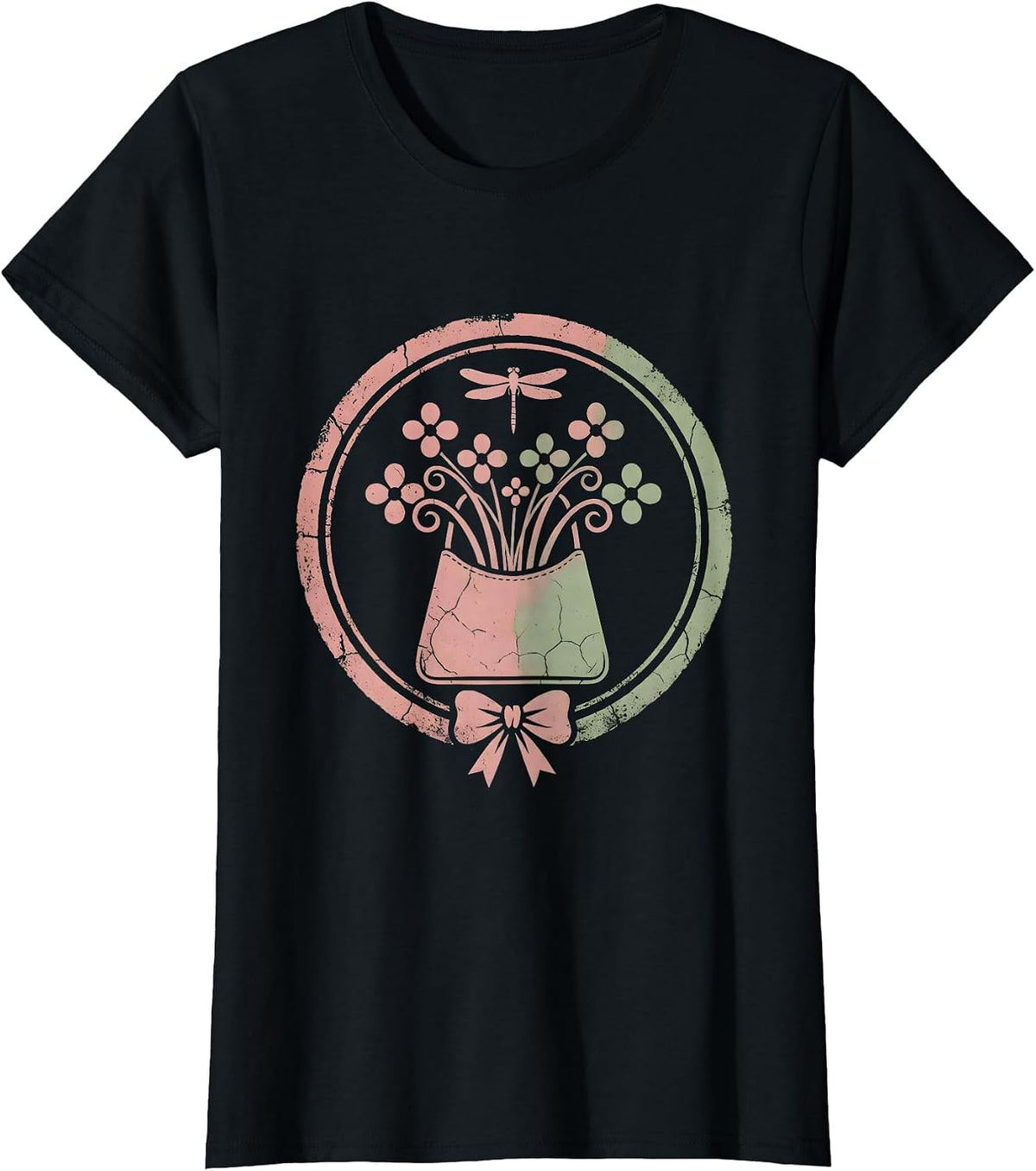 Chic Floral Handbag Graphic Tee - Gigi Design T-Shirt - Black