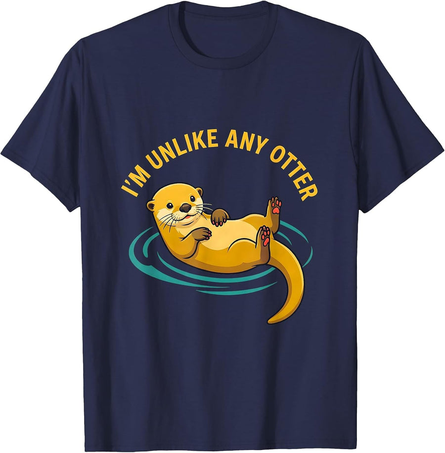 I'm Unlike Any Otter Funny Otter Lover Pun Humor T-Shirt - Navy Blue
