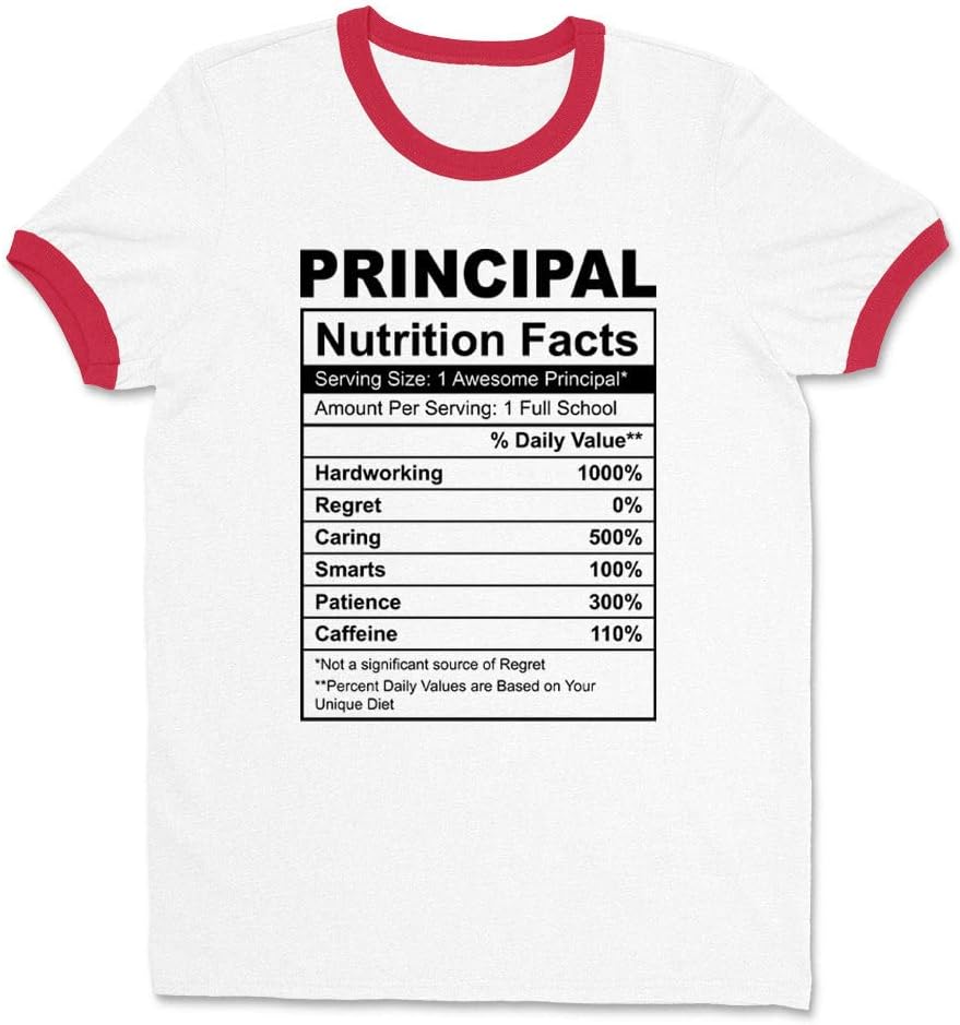 Principal Nutrition Facts Ringer Tee Shirt Unisex - White\/Red