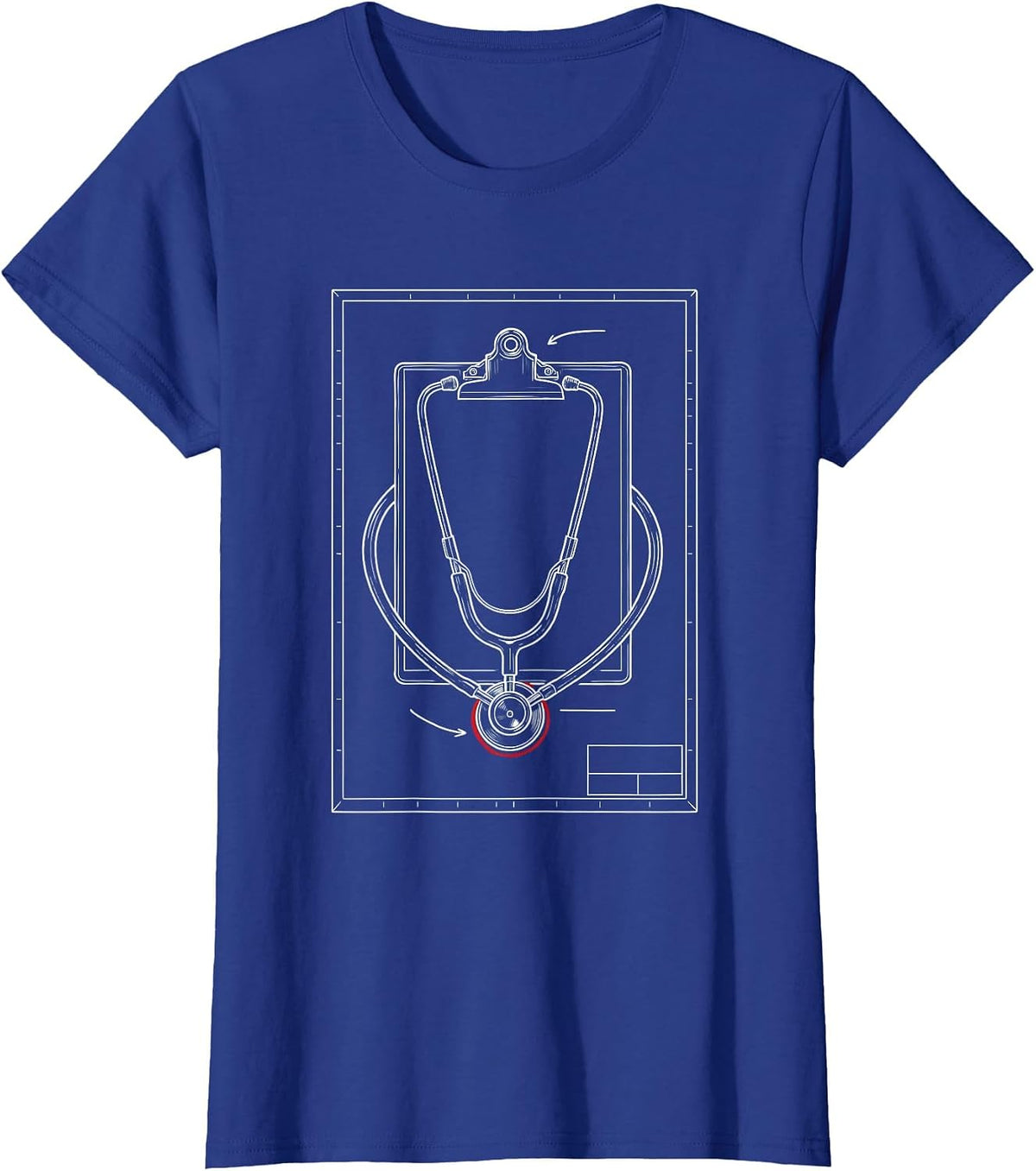 Women's Medical Assistant Stethoscope Clipboard Graphic T-Shirt - Royal Blue