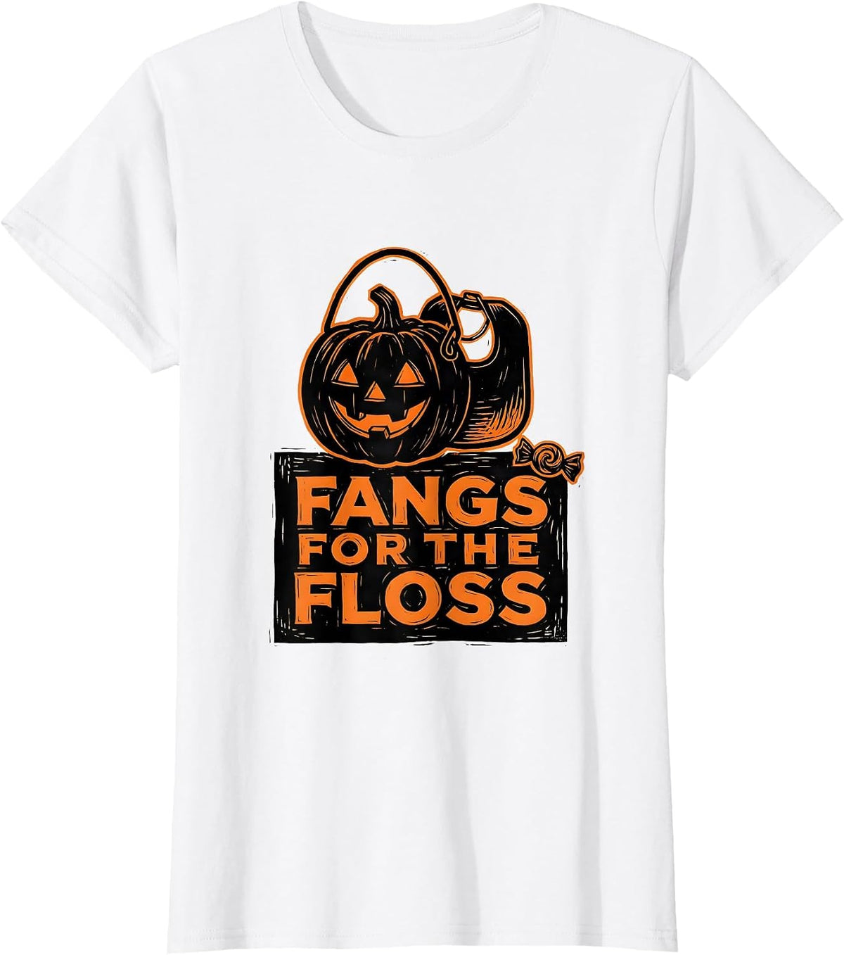 Fangs For The Floss Funny Dental Hygienist Halloween Pun T-Shirt - White