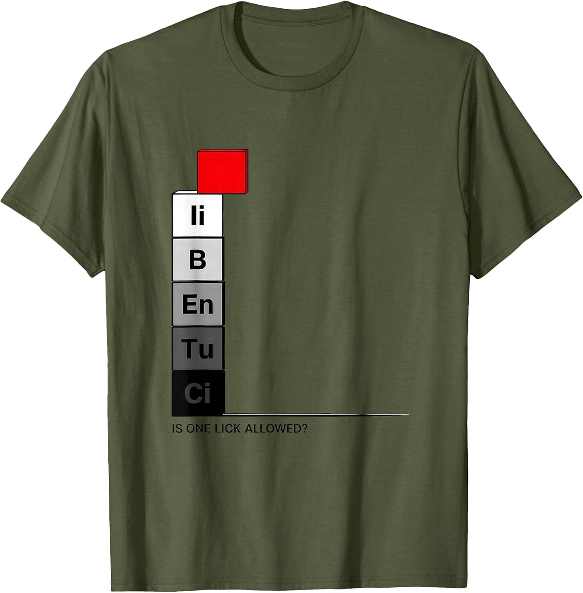 Is One Lick Allowed Funny Periodic Table Chemistry Teacher T-Shirt - Olive Green