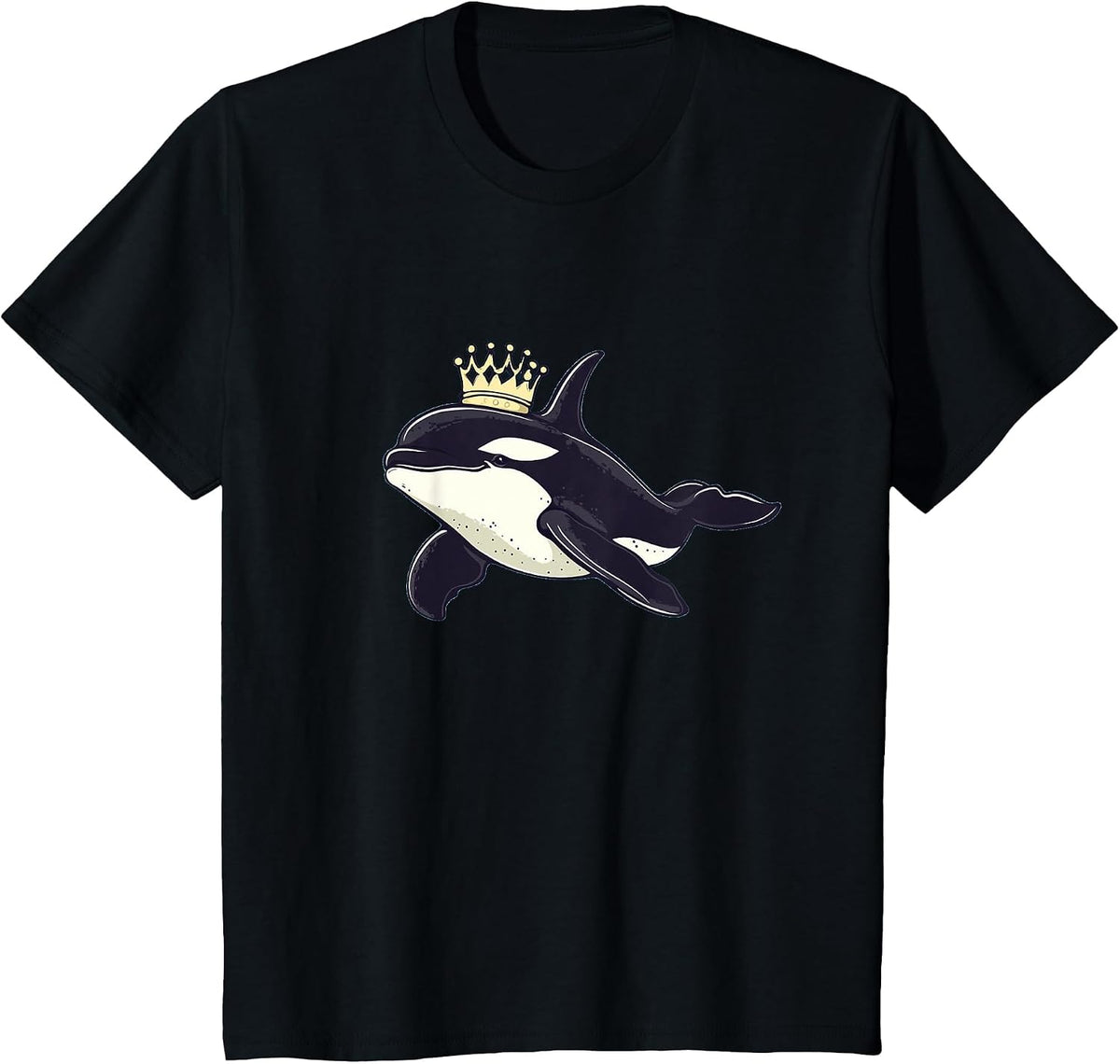 Cool Orca with Crown Costume for Whale and Kingdom Lovers T-Shirt - Black