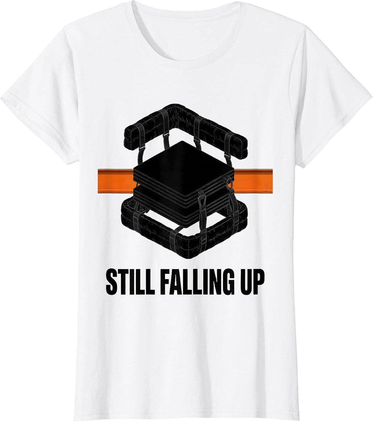 Still Falling Up Brutalist Graphic Rock Climbing Bouldering T-Shirt - White