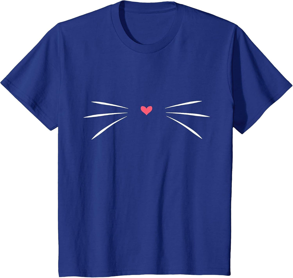 Funny Design with cat Motif - Whiskers with Heart T-Shirt - Royal Blue