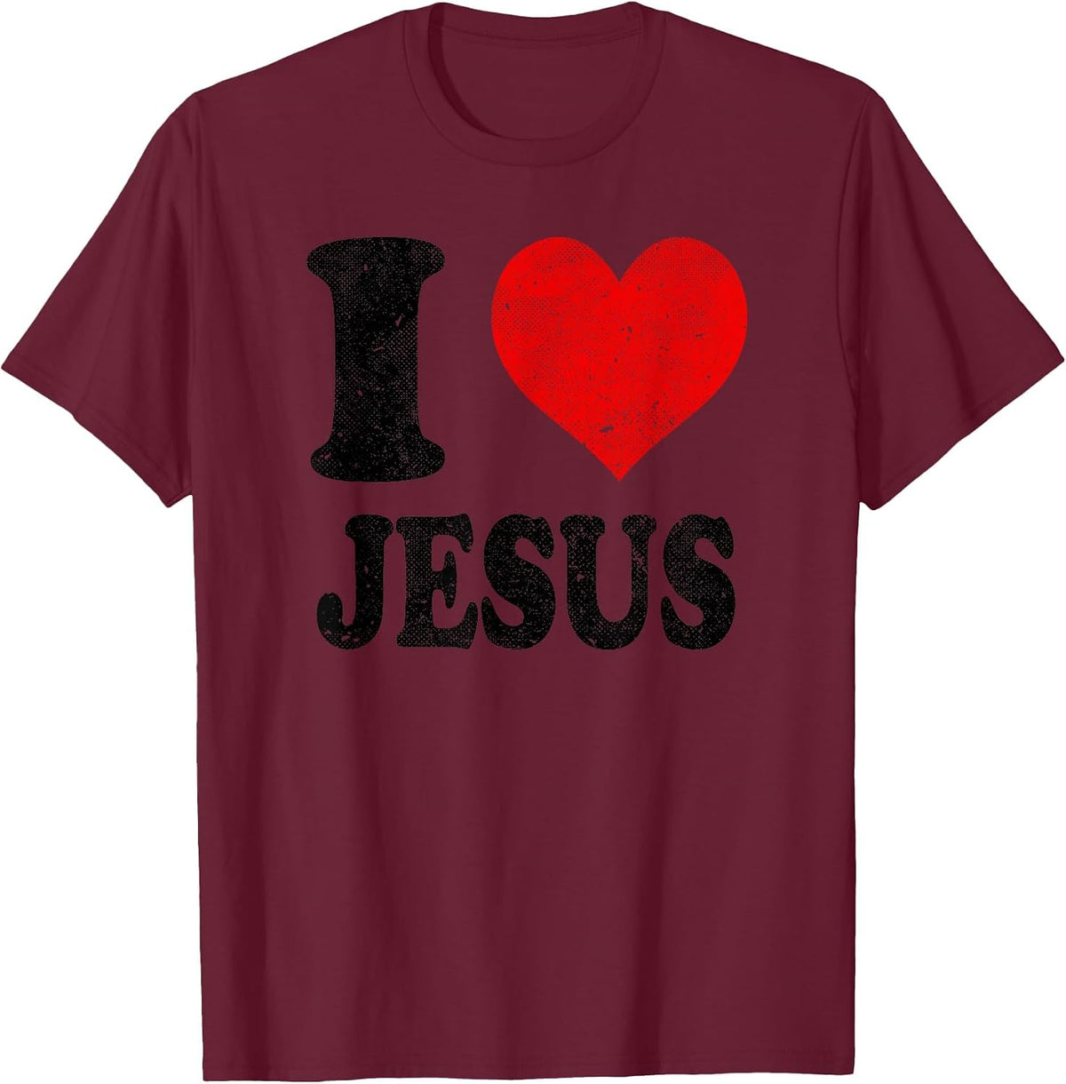 I Love Jesus Vintage T-Shirt - Burgundy