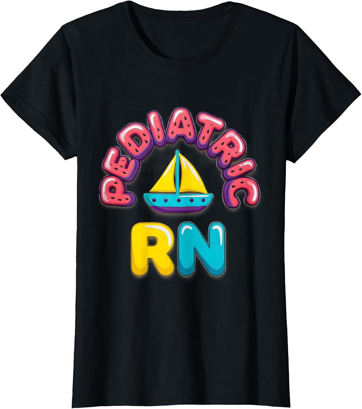 Pediatric RN Cute Arched NICU Nurse Practitioner Workwear T-Shirt - Black