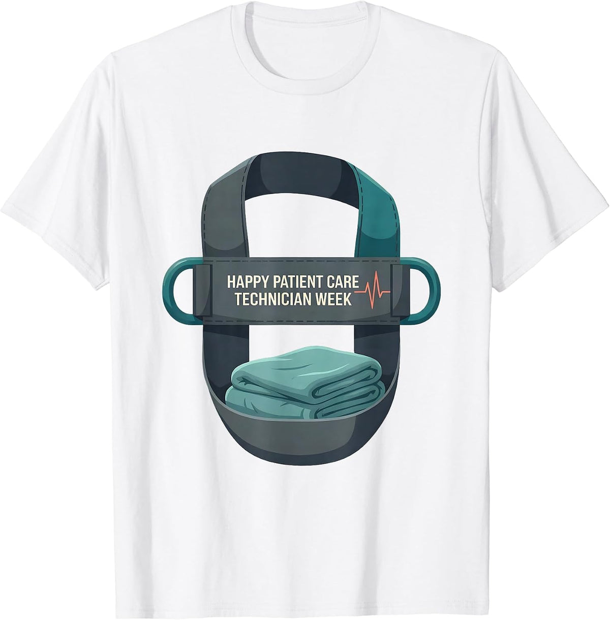 Men's Happy Patient Care Technician Week Flat Vector Appreciation T-Shirt - White
