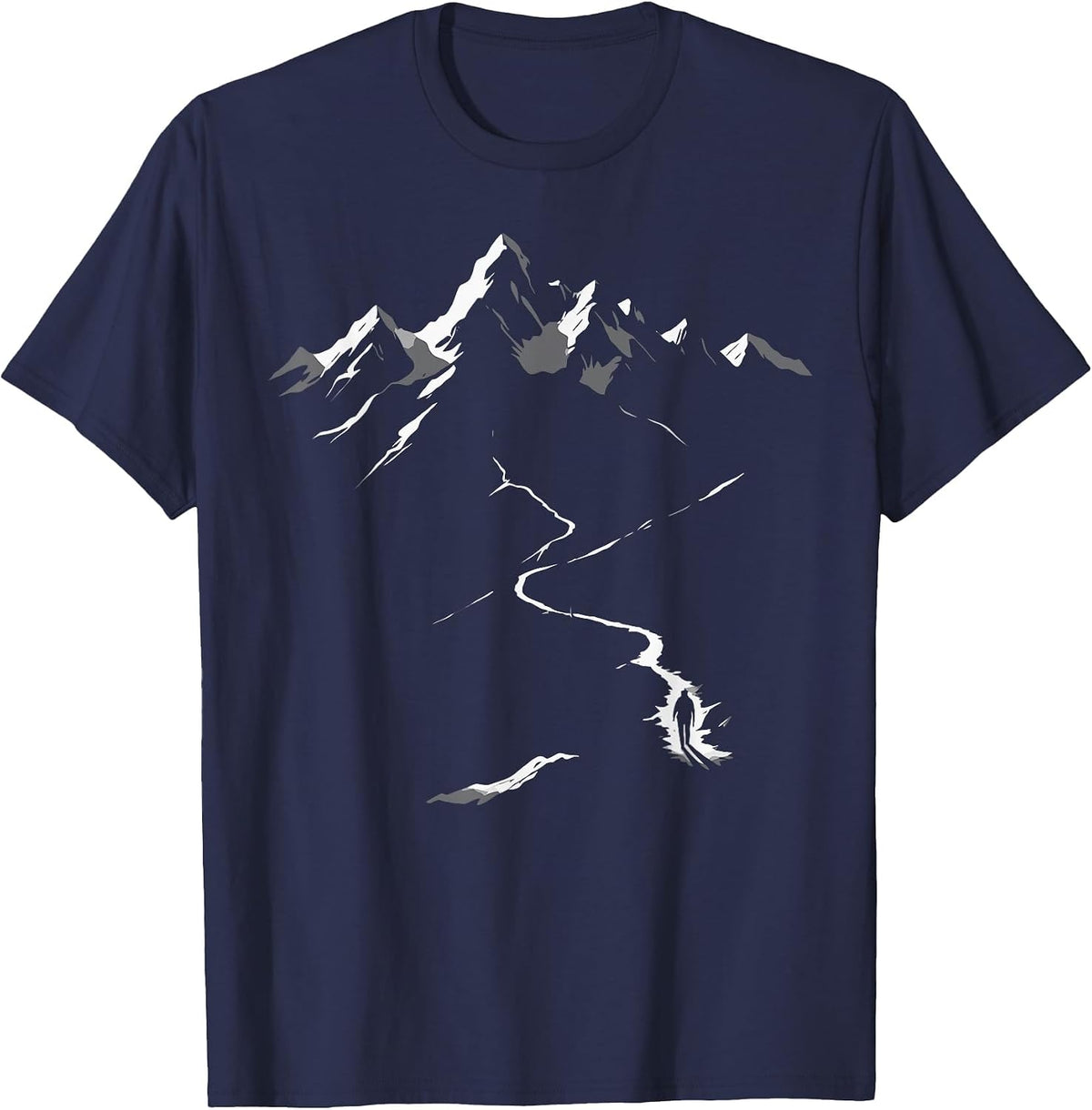 Minimalist Hiking Mountain Climbing Simple Hiker T-Shirt - Navy Blue