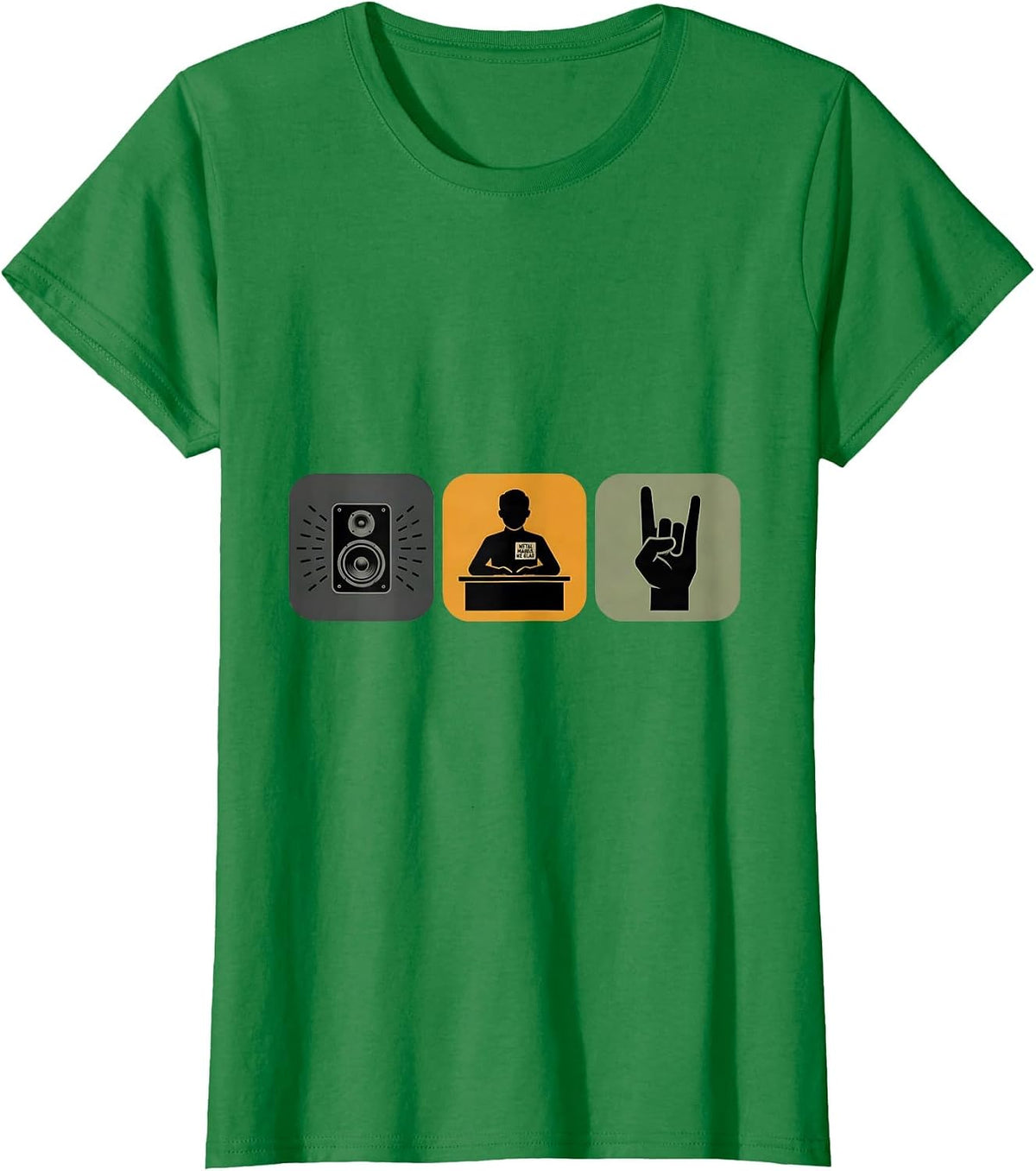 Metal Makes Me Glad Funny Heavy Metal Music Fan Deadpan T-Shirt - Kelly Green